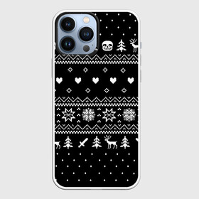 Чехол для iPhone 13 Pro Max с принтом НОВОГОДНИЙ СВИТЕР UNDERTALE SANS ЧЁРНЫЙ в городе Новоалтайск,  |  | Тематика изображения на принте: 2022 | asriel dreemurr | chara | crhistmas | frisk | gaster blaster | happy new year | heart | merry christmas | sans | snow | undertale | winter | winter is coming | азриэль дримурр | андертейл | гастер | зима | зима близко | меттатон | праздник
