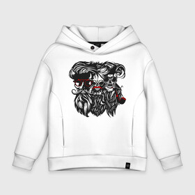 Детское худи Oversize хлопок с принтом Barber skull в городе Новоалтайск, френч-терри — 70% хлопок, 30% полиэстер. Мягкий теплый начес внутри —100% хлопок | боковые карманы, эластичные манжеты и нижняя кромка, капюшон на магнитной кнопке | barber | beard | hair | pipe | skull | барбер | борода | волосы | очки | трубка | усы | череп
