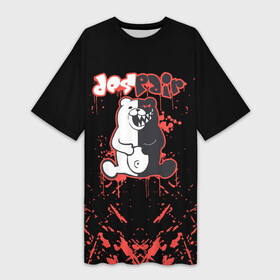 Платье-футболка 3D с принтом monokuma monomi в городе Новоалтайск,  |  | anime | bear | black  white | danganronpa | kurokuma | monodam | monokuma | monomi | monotaro | pink | rabbit | school | shirokuma | аниме | главарь | мoноми | монокума | черно белый | школа