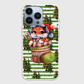 Чехол для iPhone 13 Pro с принтом Новогодний носок с тигром в городе Новоалтайск,  |  | 2022 | год тигра | новый год | новый год 2022 | символ года | тигр | тигренок | тигрица | тигры