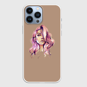 Чехол для iPhone 13 Pro Max с принтом Портрет в розовых тонах в городе Новоалтайск,  |  | девушка | девушкам | для женщин | женская | женский | женское | женское лицо | живопись | портрет | розовые волосы