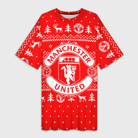 Платье-футболка 3D с принтом НОВОГОДНИЙ СВИТЕР MANCHESTER UNITED в городе Новоалтайск,  |  | 2022 | fc | fcmu | football | football club | happy new year | manchester united | merry chr | red devils | snow | sport | winter | winter is coming | зима | зима близко | красные дьяволы | манчестер юнайтед | праздник | снег | сне