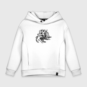 Детское худи Oversize хлопок с принтом Angel  Lion в городе Новоалтайск, френч-терри — 70% хлопок, 30% полиэстер. Мягкий теплый начес внутри —100% хлопок | боковые карманы, эластичные манжеты и нижняя кромка, капюшон на магнитной кнопке | angel | arrow | art | child | engraving | fangs | jaw | lion | muzzle | paws | tail | wings | ангел | гравюра | искусство | клыки | крылья | лапы | лев | лук | пасть | ребёнок | сирела | хвост