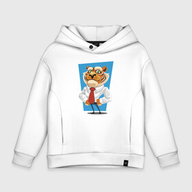 Детское худи Oversize хлопок с принтом Tiger   boss в городе Новоалтайск, френч-терри — 70% хлопок, 30% полиэстер. Мягкий теплый начес внутри —100% хлопок | боковые карманы, эластичные манжеты и нижняя кромка, капюшон на магнитной кнопке | belt | boss | dude | ears | eyes | hype | muzzle | paws | shirt | tie | tiger | босс | галстук | глаза | ремень | рубашка | тигр | уши | хайп | чувак
