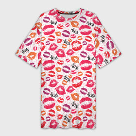 Платье-футболка 3D с принтом Поцелуи (Kiss) в городе Новоалтайск,  |  | love | valentines day | амур | ангел | валентинка | влюбленность | губная помада | губы | девушка | засос | купидон | ласка | любовь | нежность | отношения | подарок любви | поцелуй | поцелуйчики | розы