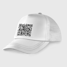 Детская кепка тракер с принтом QR код Скала Джонсон в городе Новоалтайск, Козырек - 100% хлопок. Кепка - 100% полиэстер, Задняя часть - сетка | универсальный размер, пластиковая застёжка | qr | код | мемы | приколы | скала джонсон