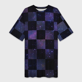 Платье-футболка 3D с принтом Space Neon Chessboard в городе Новоалтайск,  |  | chessboard | neon | space | stars | звезды | космос | неон | шахматы