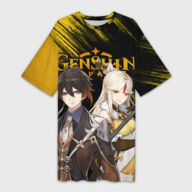 Платье-футболка 3D с принтом ZHONGLI  NIN GUAN  GENSHIN IMPACT в городе Новоалтайск,  |  | anime | game | geo | lumin | nin guan | paimon | zhongli | аниме | архонт | геншин | гео | джун ли | игра | импакт | итэр | ли юэ | люмин | молитва | нин гуан | паймон | путешественник | тейват
