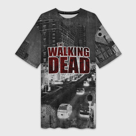 Платье-футболка 3D с принтом walking dead  мир после в городе Новоалтайск,  |  | Тематика изображения на принте: covid | walking dead | апокалипсис | болезнь | вирус | выживание | зомби | ковид | конец света | коронавирус | кровь | пандемия | ходячие мертвецы | эпидемия