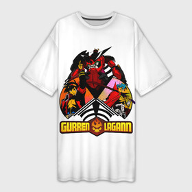 Платье-футболка 3D с принтом Gurren Lagann Симон и Камина в городе Новоалтайск,  |  | gurren lagann | simon | tengen toppa | tengen toppa gurren lagann | ttgl | аниме | бурильщик | гуррен лаганн | гурренлаганн | к | лидер мега гуррен дана | манга | мега гуррен дан | мегагуррендан | предводитель человечества