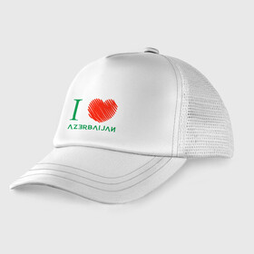 Детская кепка тракер с принтом Love Azerbaijan в городе Новоалтайск, Козырек - 100% хлопок. Кепка - 100% полиэстер, Задняя часть - сетка | универсальный размер, пластиковая застёжка | europe | odlar yurdu | ussr | азер | азербайджан | азербайджанец | азия | баку | горы | европа | закавказье | кавказ | карта | каспийское море | республика | ссср | страна огней | турист | флаг