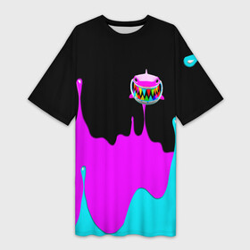Платье-футболка 3D с принтом 6IX9INE Подтеки Красок. в городе Новоалтайск,  |  | 6ix9ine | 6ix9ine акула | daniel hernandez | gooba | rap | shark | six nine | tekashi | акула | даниэль эрнандес | музыка | реп | сикс найн | текаши