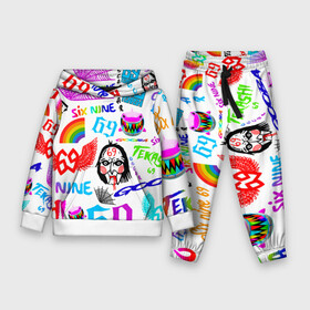 Детский костюм 3D (с толстовкой) с принтом 6IX9INE паттерн в городе Новоалтайск,  |  | 6ix9ine | 6ix9ine акула | daniel hernandez | gooba | rap | shark | six nine | tekashi | акула | даниэль эрнандес | музыка | реп | сикс найн | текаши
