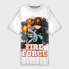 Платье-футболка 3D с принтом Fire Force  Шинра Кусакабэ в городе Новоалтайск,  |  | 8 | fire force | kusakabe | shinra | shinra kusakabe | аниме | бригада пылающего пламени | герой | дьявол | кусакабэ | манга | пламенная бригада пожарных | пламенный отряд | след дьявола | шинра | шинра кусакабэ