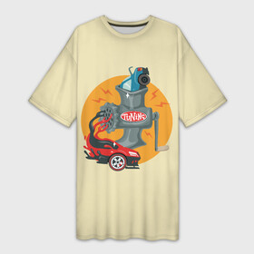 Платье-футболка 3D с принтом Автотюнинг в городе Новоалтайск,  |  | autotuning | car service | garage | tuning | авто | автогонки | автомастерская | автомобиль | автосервис | автотюнинг | болид | гараж | гонки | гоночный автомобиль | драйв | дрифт | колеса | кольцевые автогонки