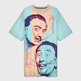 Платье-футболка 3D с принтом Salvador Dali  grimaces в городе Новоалтайск,  |  | art | artist | autograph | crazy look | grimaces | painting | portrait | salvador dali | surrealist | vertical mustache | автограф | вертикальные усы | гримасы | живопись | искусство | портрет | сальвадор дали | сумасшедший взгляд | сюрреалист |