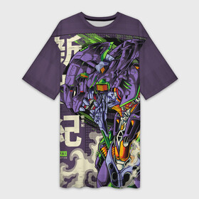 Платье-футболка 3D с принтом Evangelion. Eva 01 в городе Новоалтайск,  |  | eva | eva01 | evangelion | mecha | neon genesis | neon genesis evangelion | poster evangelion | ева | ева01 | евангелион | неон генезис | неон евангелеон