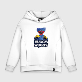 Детское худи Oversize хлопок с принтом Монстр Хаги ваги  Poppy Playtime в городе Новоалтайск, френч-терри — 70% хлопок, 30% полиэстер. Мягкий теплый начес внутри —100% хлопок | боковые карманы, эластичные манжеты и нижняя кромка, капюшон на магнитной кнопке | Тематика изображения на принте: huggy wuggy | poppy playtime | зубастая игрушка | зубастый монстр | игрушка с зубами | хагги вагги | хаги ваги | хагиваги