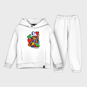 Детский костюм хлопок Oversize с принтом Girl with hearts. в городе Новоалтайск,  |  | Тематика изображения на принте: brazilian artist | bright colors | cubism | emoji | girl | graffiti | hearts | love | pop art | romero britto | valentines day | бразильский художник | граффити | девушка | день святого валентина | кубизм | любовь | ромеро бритт
