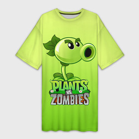 Платье-футболка 3D с принтом Plants vs. Zombies  Горохострел в городе Новоалтайск,  |  | Тематика изображения на принте: plants vs zombies | горохострел | зомби | игра | компьютерная игра | против | растения | растения против зомби