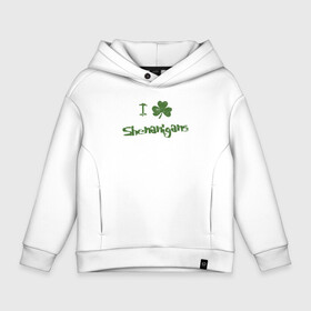 Детское худи Oversize хлопок с принтом St Patricks Day Shenanigans в городе Новоалтайск, френч-терри — 70% хлопок, 30% полиэстер. Мягкий теплый начес внутри —100% хлопок | боковые карманы, эластичные манжеты и нижняя кромка, капюшон на магнитной кнопке | Тематика изображения на принте: день патрика | зеленоватый | зеленый день | зелень | ирландия | леприкон | патрик | святой патрик | трелистник | трехлистник | тровяной