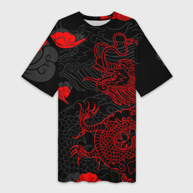 Платье-футболка 3D с принтом Дракон  Китайский дракон в городе Новоалтайск,  |  | chinese dragon | dhina dragon | dragon | азиатский дракон | восточный дракон | дракон | китайские драконы | китайский дракон | красный дракон | облака | традиционный китайский дракон | японский дракон