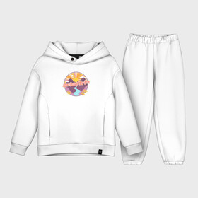 Детский костюм хлопок Oversize с принтом Here comes the Sun в городе Новоалтайск,  |  | в лес | винтаж | восход | закат | кэмпинг | лето | на пляж | на природу | отпуск | палатки | палаточный лагерь | пеший туризм | полярный день | ретро | розовый закат | солнце | туризм | хайкинг