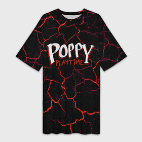 Платье-футболка 3D с принтом Poppy Playtime Лава Огонь в городе Новоалтайск,  |  | game | haggy | horror | kid | playtime | poppy | vaggy | игра | лава | огонь | паппи | плейтайм | плиты | поппи | скример | трещины | ужастик | хагги вагги