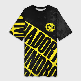 Платье-футболка 3D с принтом Боруссия Дортмунд, Borussia Dortmund в городе Новоалтайск,  |  | borussia | champions | dortmund | football | soccer | uefa | боруссия | боруссия дортмунд | дортмунд | лига чемпионов | форма | формы | футбол