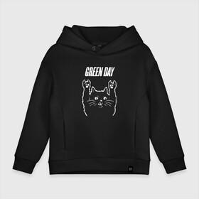 Детское худи Oversize хлопок с принтом Green Day Рок кот в городе Новоалтайск, френч-терри — 70% хлопок, 30% полиэстер. Мягкий теплый начес внутри —100% хлопок | боковые карманы, эластичные манжеты и нижняя кромка, капюшон на магнитной кнопке | Тематика изображения на принте: american idiot | green day | heavy metal | metal | rock | альтернатива | грин дей | грин дэй | группа | метал | музыка | рок | трэш метал | хеви метал