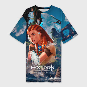 Платье-футболка 3D с принтом Aloy Horizon в городе Новоалтайск,  |  | aloy | horizon | horizon forbidden west | horizon zero dawn | харайзон | хорайзон | элой