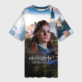 Платье-футболка 3D с принтом Aloy Horizon Forbidden West game в городе Новоалтайск,  |  | aloy | horizon | horizon forbidden west | horizon zero dawn | харайзон | хорайзон | элой