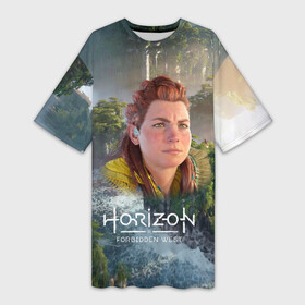 Платье-футболка 3D с принтом Элой Horizon в городе Новоалтайск,  |  | aloy | horizon | horizon forbidden west | horizon zero dawn | харайзон | хорайзон | элой