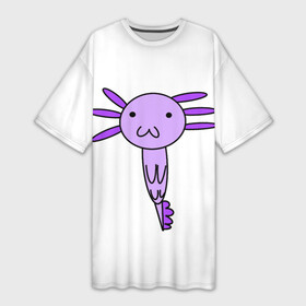 Платье-футболка 3D с принтом Axolotl в городе Новоалтайск,  |  | axolotl | аксолотль | милый | мульт | мультяшный | рисованный | розовый | фиолетовый