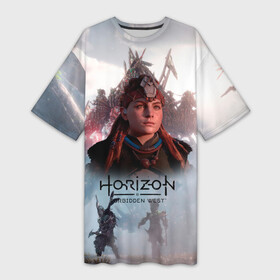 Платье-футболка 3D с принтом Элой  Horizon Forbidden West game в городе Новоалтайск,  |  | aloy | horizon | horizon forbidden west | horizon zero dawn | харайзон | хорайзон | элой