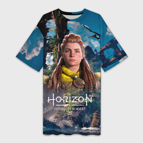 Платье-футболка 3D с принтом Horizon Aloy  Элой в городе Новоалтайск,  |  | aloy | horizon | horizon forbidden west | horizon zero dawn | харайзон | хорайзон | элой