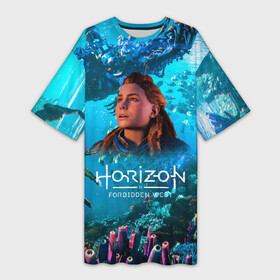 Платье-футболка 3D с принтом Horizon Forbidden West Подводный мир в городе Новоалтайск,  |  | aloy | horizon | horizon forbidden west | horizon zero dawn | харайзон | хорайзон | элой