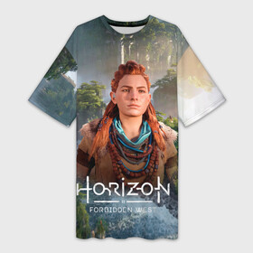 Платье-футболка 3D с принтом Элой дикий лес Horizon в городе Новоалтайск,  |  | aloy | horizon | horizon forbidden west | horizon zero dawn | харайзон | хорайзон | элой