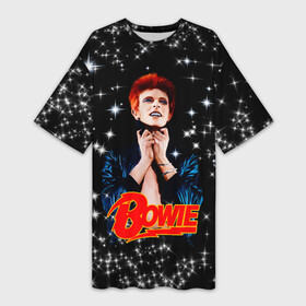 Платье-футболка 3D с принтом There s a Starman waiting in the sky в городе Новоалтайск,  |  | art | david bowie | glam rock | rock n roll | space | starman | stars | боуи | дэвид боуи | звезды | космос | рок н ролл | стармэн