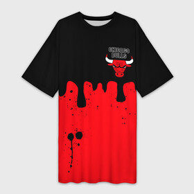 Платье-футболка 3D с принтом Chicago Bulls  Чикаго Буллз  Логотип в городе Новоалтайск,  |  | chicago bulls | sport | баскетбол | брызги | капли | логотип | потеки | спорт | чикаго буллз