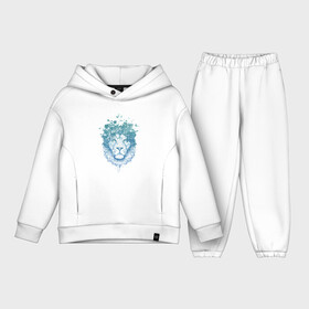 Детский костюм хлопок Oversize с принтом lion синий 1 штука в цветах в городе Новоалтайск,  |  | lion | китюлька | кошка | лев | леон | синий лев | тигр | цветы