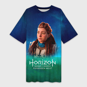 Платье-футболка 3D с принтом Horizon Forbidden West Sky в городе Новоалтайск,  |  | aloy | horizon | horizon forbidden west | horizon zero dawn | харайзон | хорайзон | элой