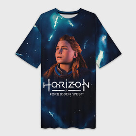 Платье-футболка 3D с принтом Horizon Forbidden West  Молнии в городе Новоалтайск,  |  | aloy | horizon | horizon forbidden west | horizon zero dawn | харайзон | хорайзон | элой