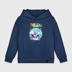 Детское худи Oversize хлопок с принтом Шоу Чашека   The Cuphead show в городе Новоалтайск, френч-терри — 70% хлопок, 30% полиэстер. Мягкий теплый начес внутри —100% хлопок | боковые карманы, эластичные манжеты и нижняя кромка, капюшон на магнитной кнопке | adventure | brother mugs  mugman | cartoon | cuphead | cups  cuphead | the cuphead show | брат кружек  магмен | мультфильм | приключения | чашек  капхед | шоу чашека
