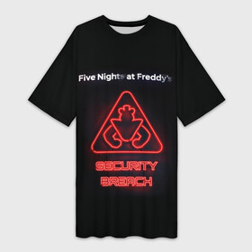 Платье-футболка 3D с принтом Five Nights at Freddy s: Security Breach logo в городе Новоалтайск,  |  | 5 ночей с фредди | five nights at freddys | security breach | аниматроники | игра | компьютерная игра | лого | логотип | фредди | фреди