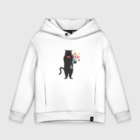 Детское худи Oversize хлопок с принтом Восьми мартовский чёрный кот с букетом в городе Новоалтайск, френч-терри — 70% хлопок, 30% полиэстер. Мягкий теплый начес внутри —100% хлопок | боковые карманы, эластичные манжеты и нижняя кромка, капюшон на магнитной кнопке | 8 марта | букет | девочкам | девушкам | женский день | женщинам | кот | котенок | кошка | март | мартовский | международный женский день | подарочный | праздник | праздничный | цветы