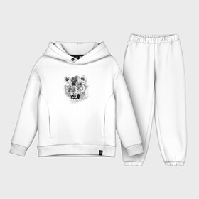 Детский костюм хлопок Oversize футболка две стороны морда тигра и след тигра: в городе Новоалтайск, | | большая кошка | животное | зверь | зубы | лапа | надпись | полоски | рык | силуэт | след | тигр