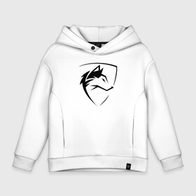 Детское худи Oversize хлопок с принтом Wolf   Emblem   Jaw в городе Новоалтайск, френч-терри — 70% хлопок, 30% полиэстер. Мягкий теплый начес внутри —100% хлопок | боковые карманы, эластичные манжеты и нижняя кромка, капюшон на магнитной кнопке | Тематика изображения на принте: ears | emblem | eyes | muzzle | wolf | волк | глаза | уши | эмблема