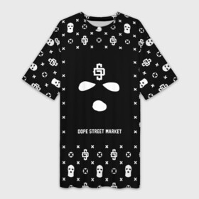 Платье-футболка 3D с принтом Узор Black Phantom Ski Mask (Dope Street Market) в городе Новоалтайск,  |  | dope | балаклава | камуфляж | модные | узор | хайп | шмот