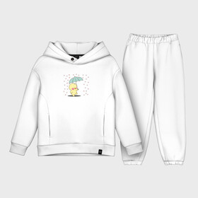 Детский костюм хлопок Oversize с принтом Уточка Lalafanfan. Дождик из сердечек в городе Новоалтайск,  |  | cafe mimi | chuu | duck | funfun | korea | lala | lalafanfan | sweet | корея | лала | лалафанфан | утенок | утка | уточка | фанфан